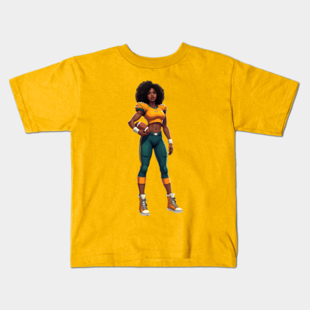 American Football Girl Kids T-Shirt by animegirlnft