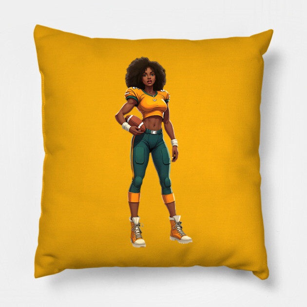American Football Girl Pillow by animegirlnft