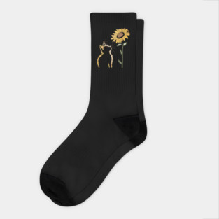 8647 Cat Sunflower – Subtle Anti-Trump Political Design for Cat Lovers Socks