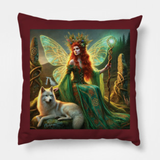 Fairie Dame of the Fine Green Kirtle Pillow