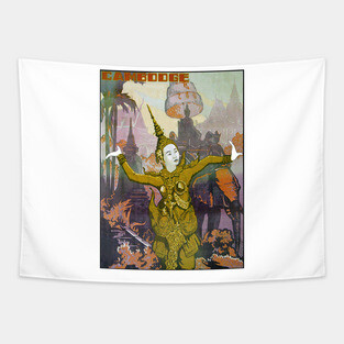 Cambodia - Vintage Travel Tapestry