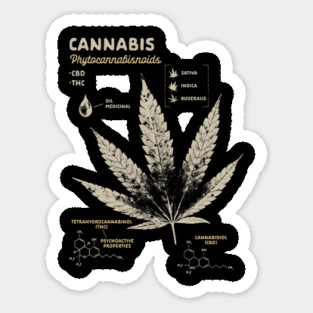 Cannabis Weed Lover Marijuana 420 Cannabis Leaf Anatomy Sticker