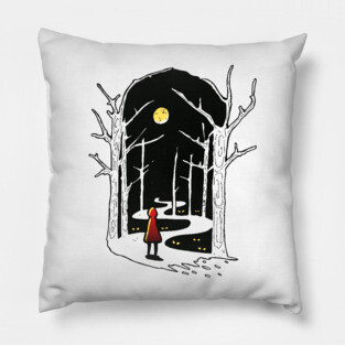 INTO THE WOODS (black and white) Pillow