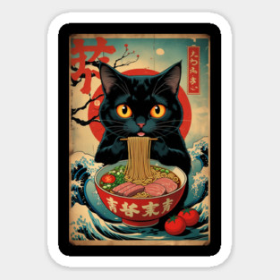 Unisex Anime Cat Ramen Japanese Funny Graphic Tees Kawaii Cat Anime Magnet