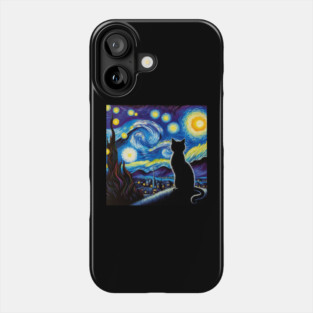 Cat Starry Night Van Gogh Cat For Cat Lover Cat Mom Cat Dad Phone Case