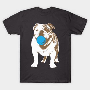Playful Bulldog with Blue Ball T-Shirt