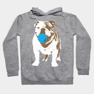 Playful Bulldog with Blue Ball Hoodie
