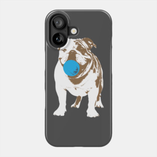 Playful Bulldog with Blue Ball Phone Case