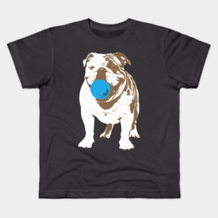 Playful Bulldog with Blue Ball Kids T-Shirt