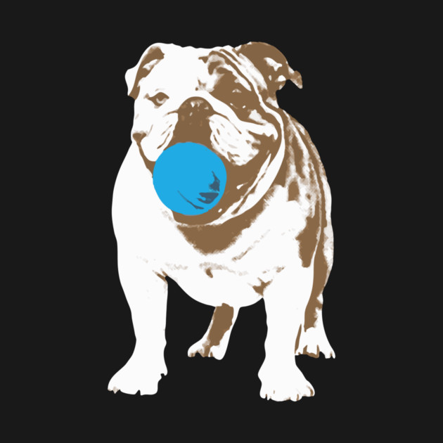 Playful Bulldog with Blue Ball by DonWillisJrArt