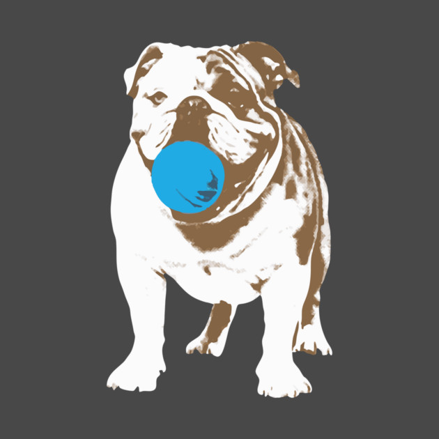 Playful Bulldog with Blue Ball by DonWillisJrArt