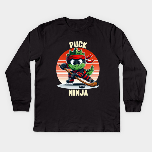 Puck Ninja – Silent but Slapshot Kids Long Sleeve T-Shirt by Ben's Store 1