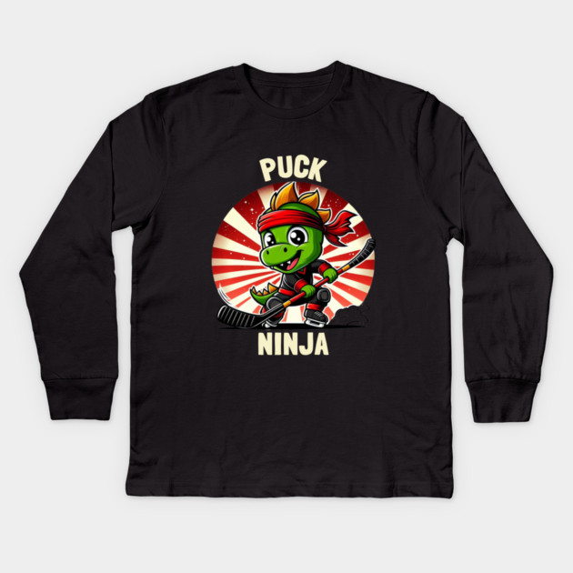Puck Ninja – Silent but Slapshot Kids Long Sleeve T-Shirt by Ben's Store 1