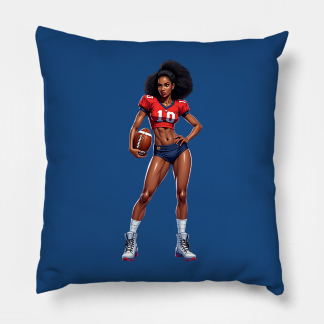 Female High School American Football Player Pillow by animegirlnft