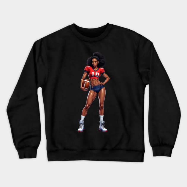 Female High School American Football Player Crewneck Sweatshirt by animegirlnft