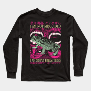 I AM NOT MISGUIDED Frog Vintage Japanese Long Sleeve T-Shirt