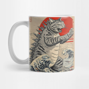 Catzilla Cat Japanese Art Funny Cat Mug