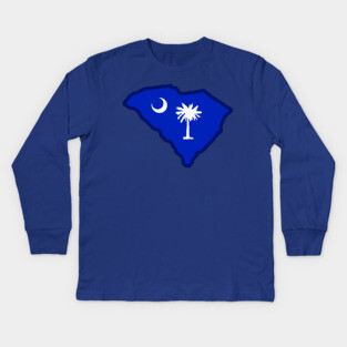 South Carolina State Shaped Flag Kids Long Sleeve T-Shirt