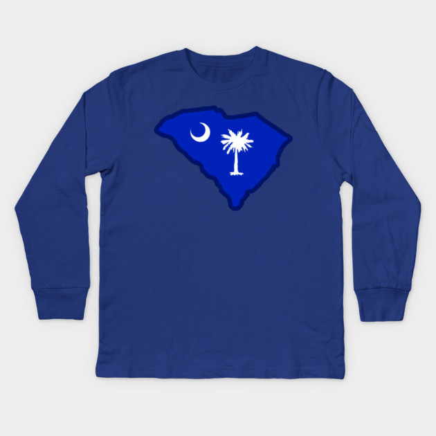 South Carolina State Shaped Flag Kids Long Sleeve T-Shirt by DonWillisJrArt