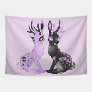 Pastel Goth Jackalopes Tapestry