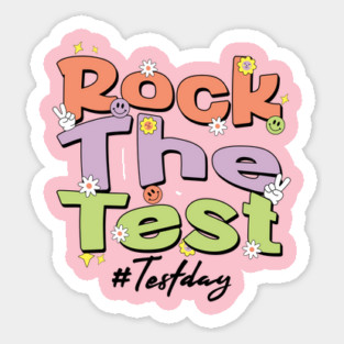 Rock The Test Retro Motivational Design for Students & Teachers Sticker