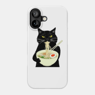 Japanese Cat Funny Cat Eating Ramen Vintage Japanese Noodles Phone Case
