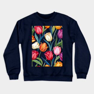 Tulips Pattern Crewneck Sweatshirt
