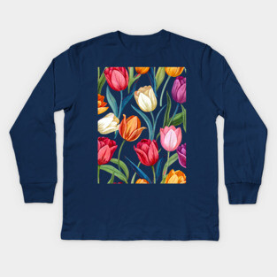Tulips Pattern Kids Long Sleeve T-Shirt