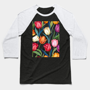 Tulips Pattern Baseball T-Shirt