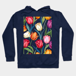Tulips Pattern Hoodie