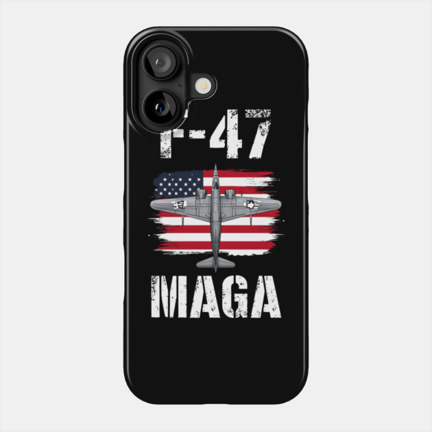 F47 Fighter Jet Maga F-47 Jet Fighter Aircraft US Flag Vintage Phone Case by Creatifly Graphic Tees