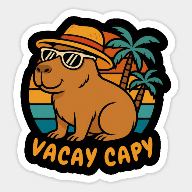 Vacay Capy – Funny Capybara Tropical Vacation Magnet by Luvv Designs