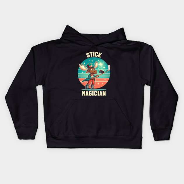 Stick Magician – Moose on Ice Kids Hoodie by Ben's Store 1