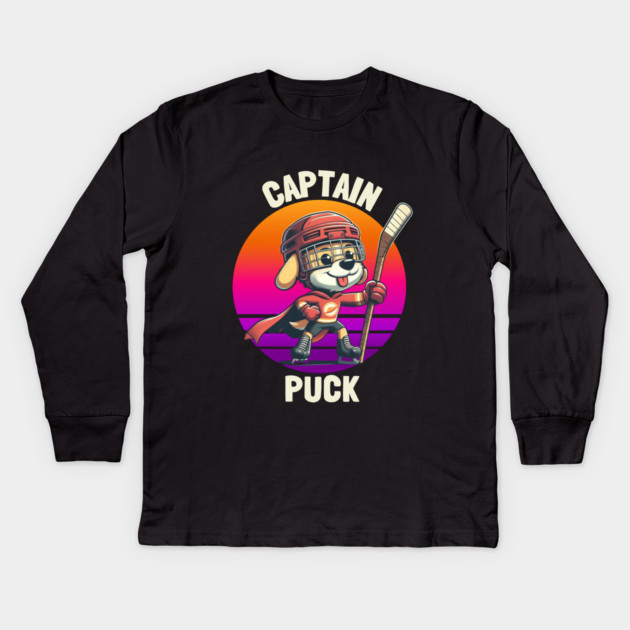 Captain Puck – Super Skating Pup Kids Long Sleeve T-Shirt by Ben's Store 1