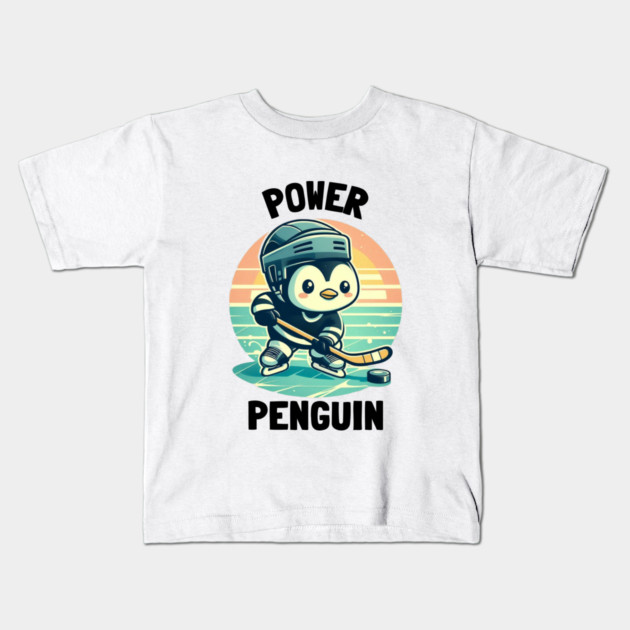 Power Penguin – Ice Cold & Ready to Score Kids T-Shirt by Ben's Store 1