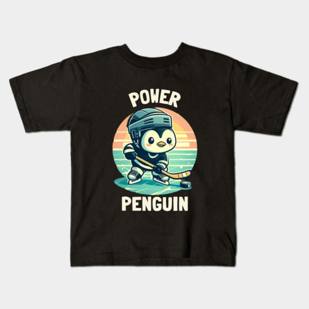 Power Penguin – Ice Cold & Ready to Score Kids T-Shirt by Ben's Store 1