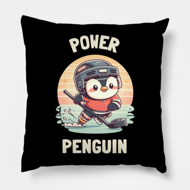Power Penguin – Ice Cold & Ready to Score Pillow by Ben's Store 1