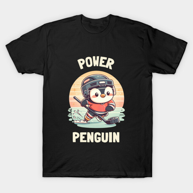 Power Penguin – Ice Cold & Ready to Score T-Shirt by Ben's Store 1