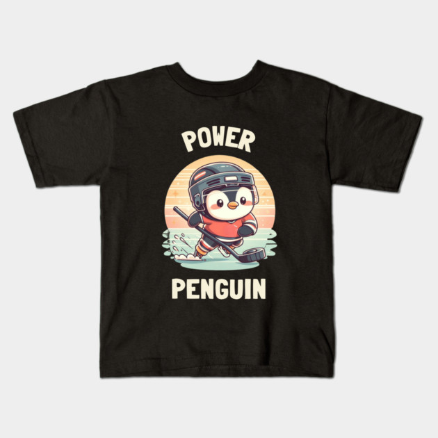 Power Penguin – Ice Cold & Ready to Score Kids T-Shirt by Ben's Store 1