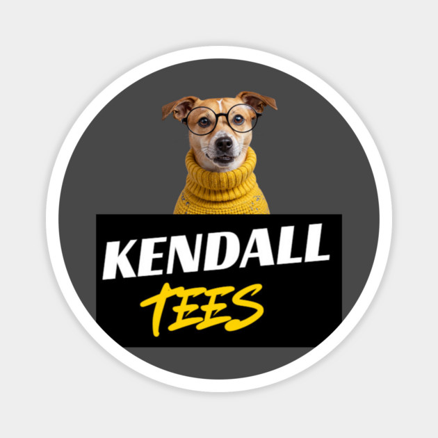 Cute dog with glasses and yellow turtleneck Magnet by Oscar's Store 1