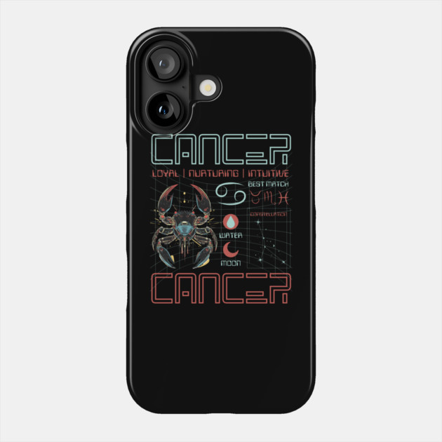 Cancer Zodiac Cyberpunk T-Shirt | Futuristic Astrology Horoscope Design Phone Case by TuncGK