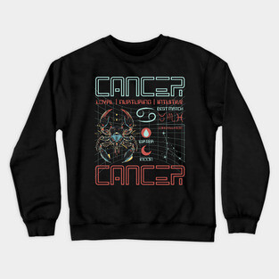 Cancer Zodiac Cyberpunk T-Shirt | Futuristic Astrology Horoscope Design Crewneck Sweatshirt