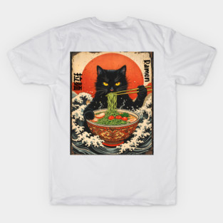 Samurai Ramen Cat – Japanese Wave Art Feline Design T-Shirt
