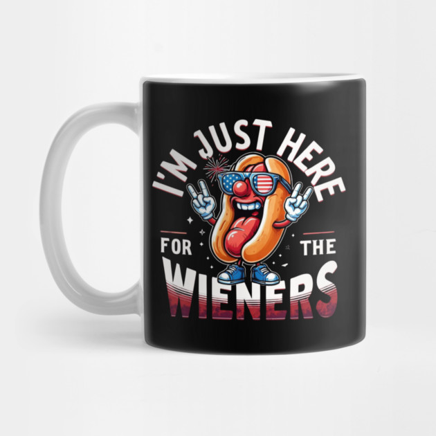 I'm Just Here For The Wieners 4th of July Patriotic Hot Dog by Creatifly Graphic Tees
