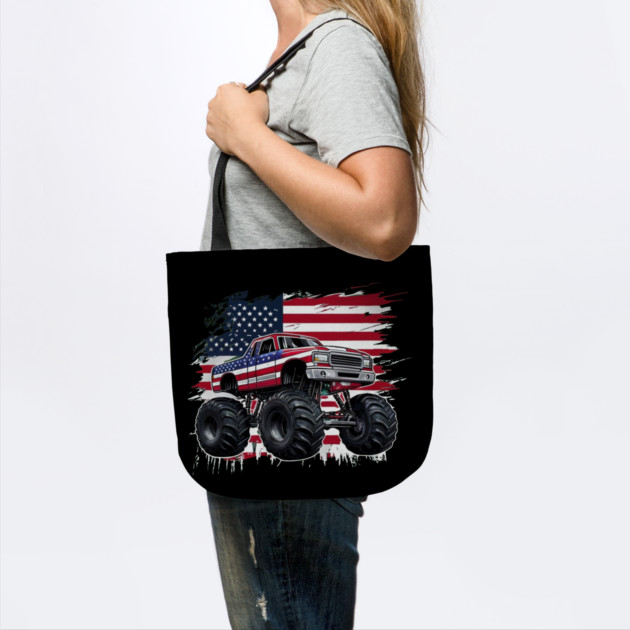 Monster Truck USA Flag American For 4th Of July by Creatifly Graphic Tees