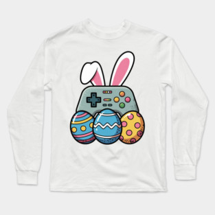 Easter Video Game Bunny Eggs Gaming Gamer Boys Men Teen Kids Long Sleeve T-Shirt