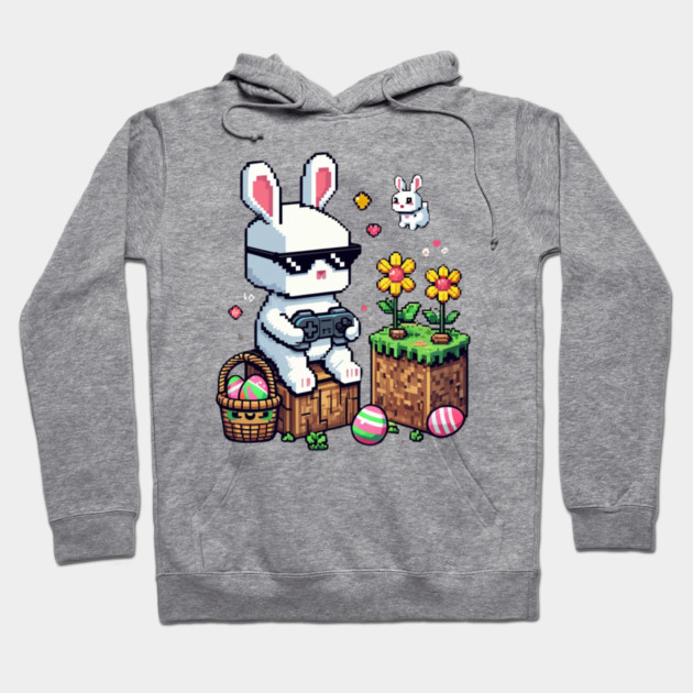 Boys Happy Easter Day Bunny Egg Video Game Kids Mens Gamer Hoodie by Creatifly Graphic Tees