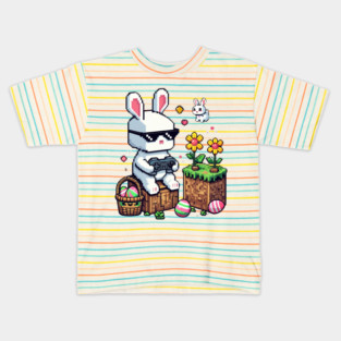 Boys Happy Easter Day Bunny Egg Video Game Kids Mens Gamer Kids T-Shirt