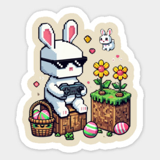 Boys Happy Easter Day Bunny Egg Video Game Kids Mens Gamer Sticker