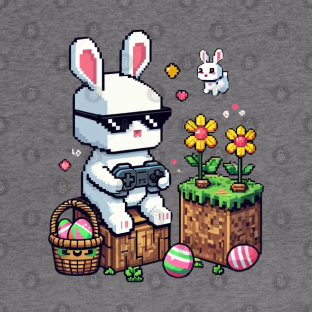 Boys Happy Easter Day Bunny Egg Video Game Kids Mens Gamer by Creatifly Graphic Tees